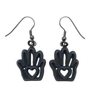 Vintage Ann Clark Pewter Helping Heart Hands Earrings